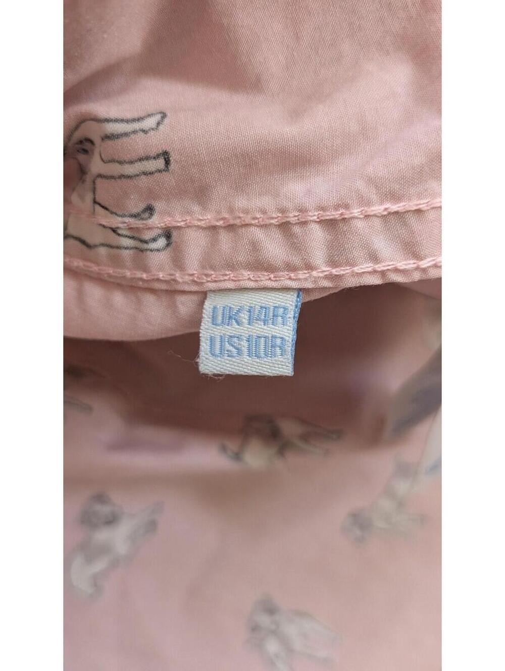 Boden Shirt Womens 10 Pink Dog Print Classic Button Up Long Sleeve Novelty - Picture 7 of 10